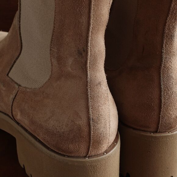 Freda Salvador Boots Womens Size 6.5 Beige Brooke Suede Chelsea Lug Sole Ankle - Picture 8 of 16